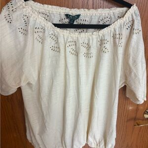 Ralph Lauren Cream Eyelet Peasant Tunic Top